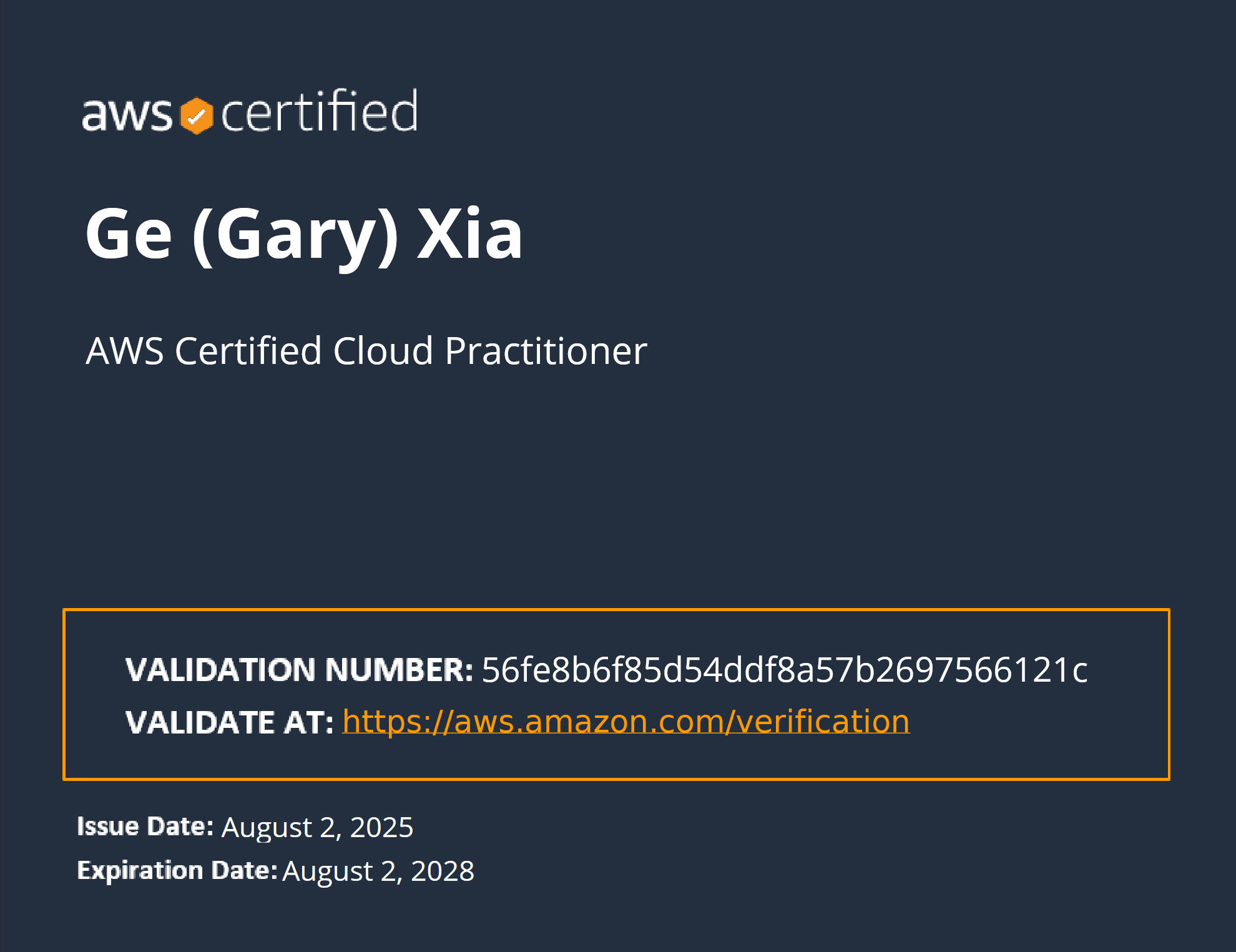 AWS Certified Cloud Practitioner - 56fe8b6f85d54ddf8a57b2697566121c